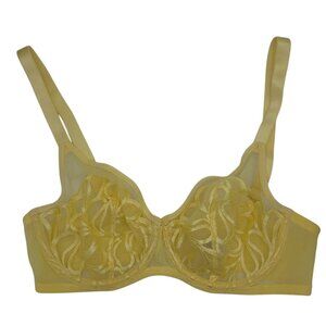 Paramour Felina Lotus Bra 34D Pale Banana Yellow Embroidered Unlined Underwire